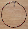 Hematite Stars with Red and Black Glass Necklace